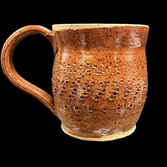 Mug Teacups Set Miamado Sandstone Studio Art Pottery Brown Green Stamped - Picture 2 of 16